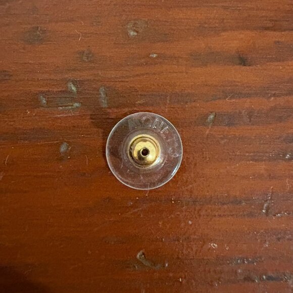 Vintage Monet Gold Tone Red Enamel Earrings - Picture 7 of 7